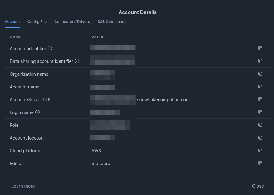 Snowflake Account Summary